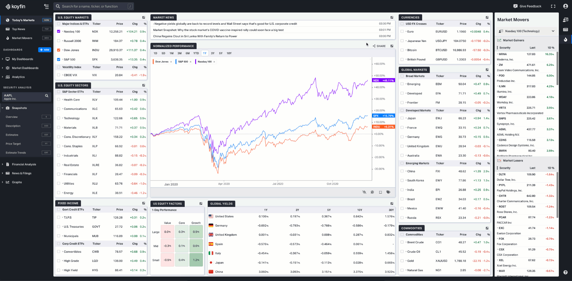 Koyfin Platform Dark Mode