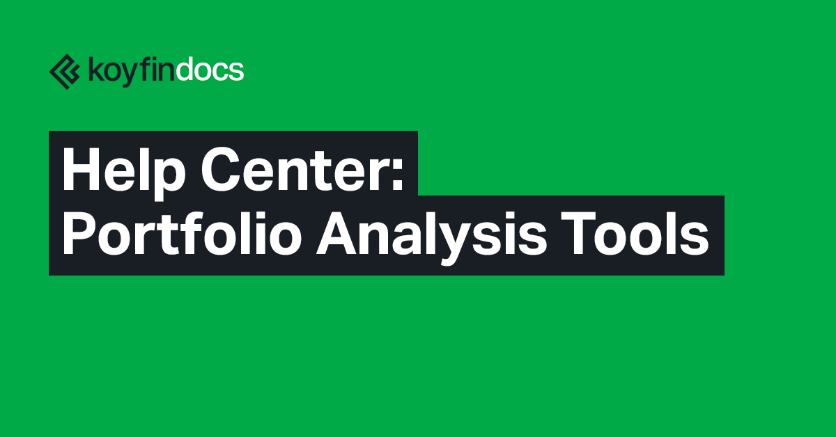 Portfolio analysis tools. Quick guide