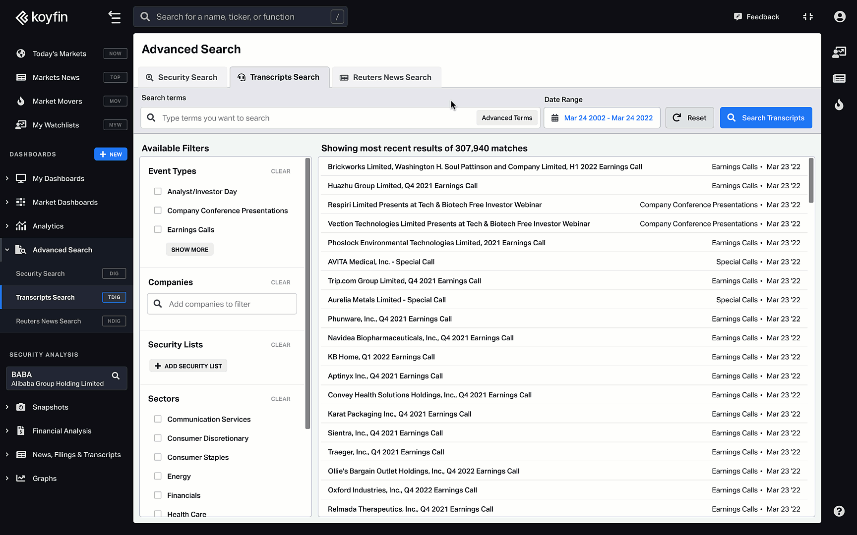 Advanced Terms at Koyfin