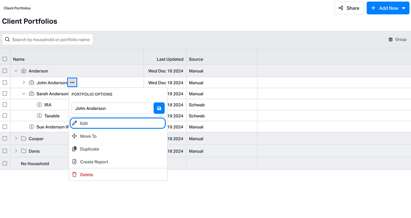 v3.60: [Client Portfolios] Households