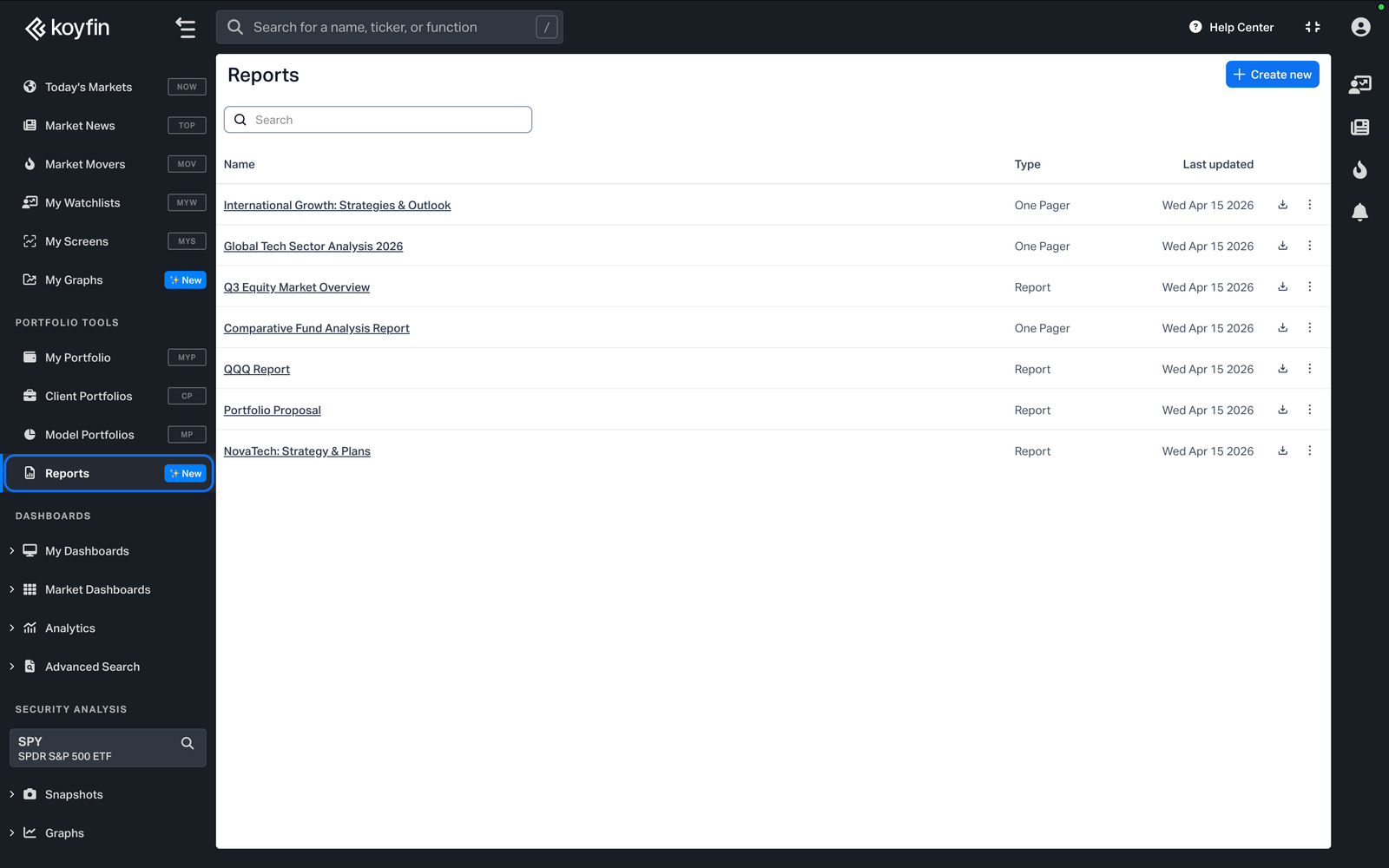 v3.84: Reports section