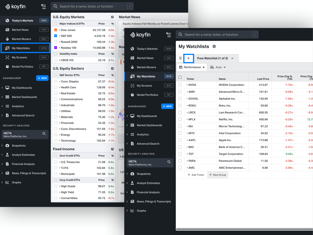 Create a Watchlist on Koyfin