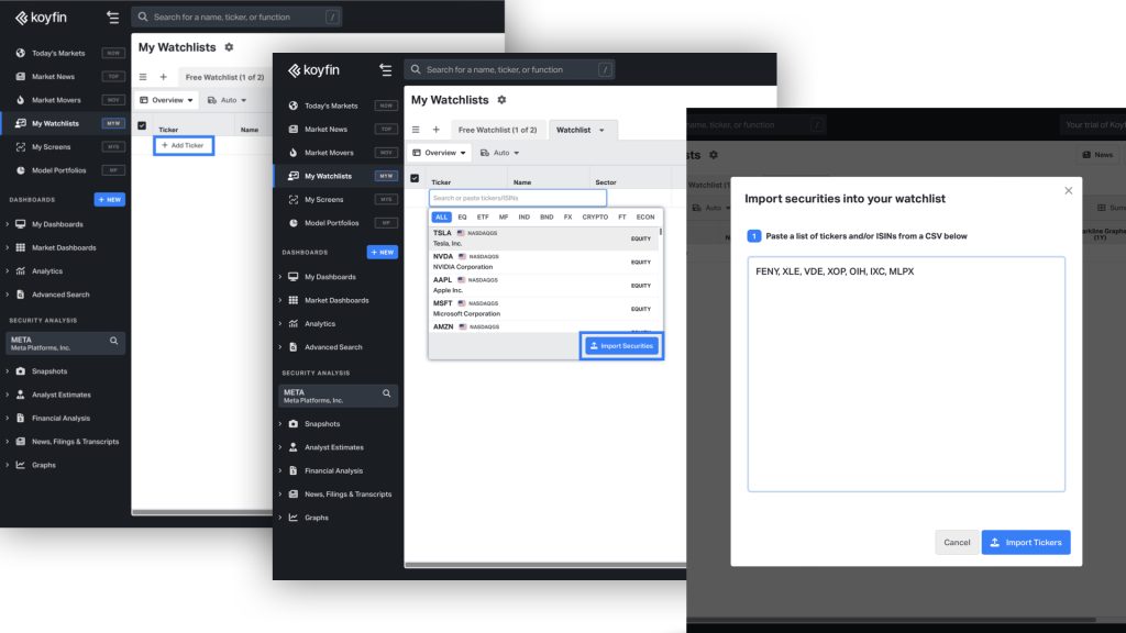 Add tickers on Koyfin