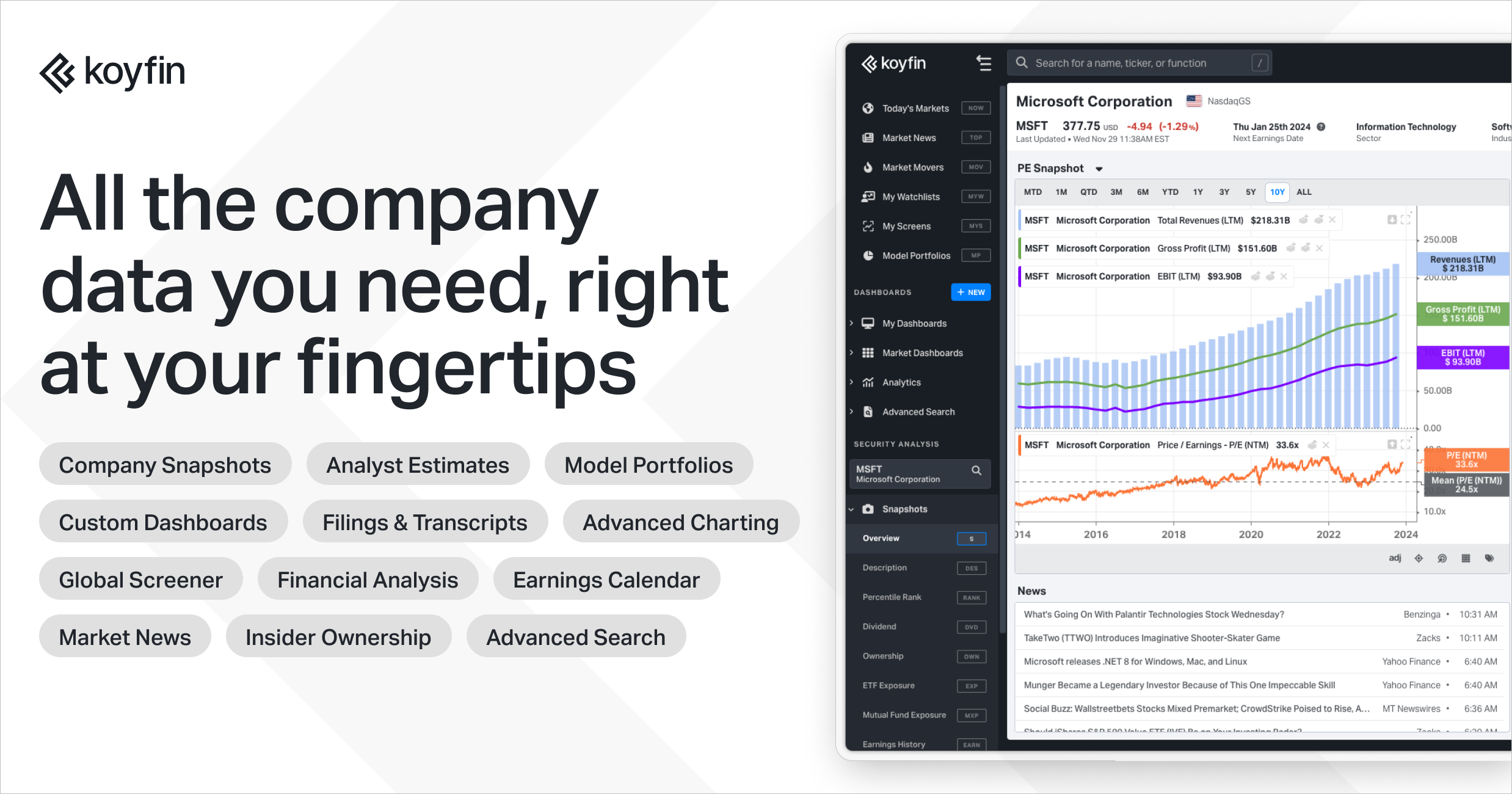 Koyfin is the best Bloomberg Terminal alternative