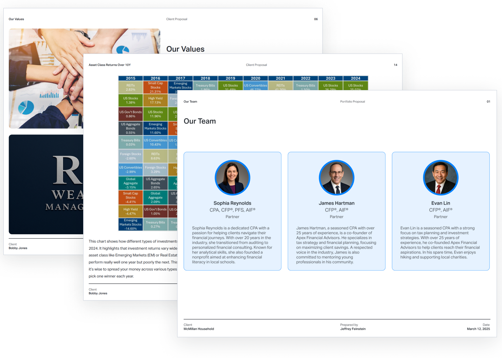 Custom pages for reports and proposals on Koyfin